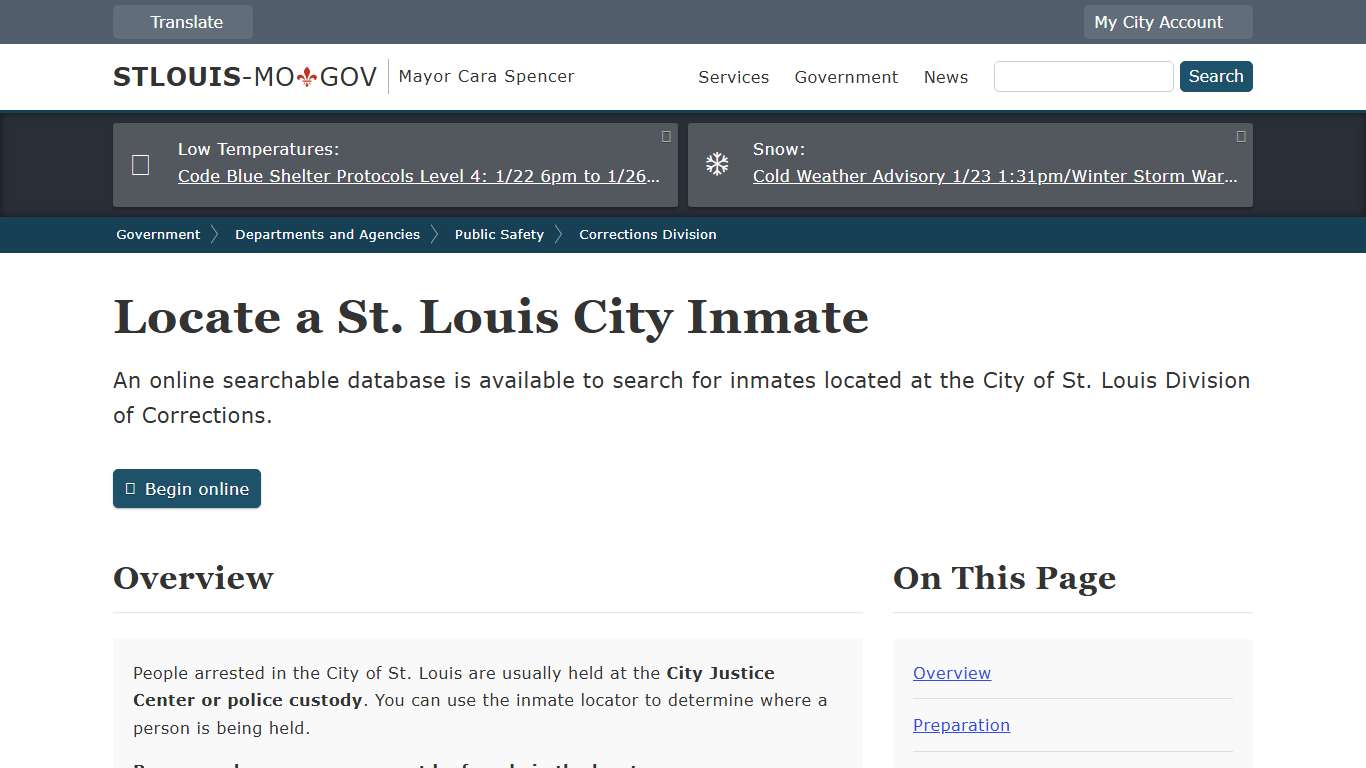Locate a St. Louis City Inmate
